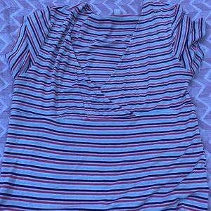 STRIPPED V NECK SHIRT